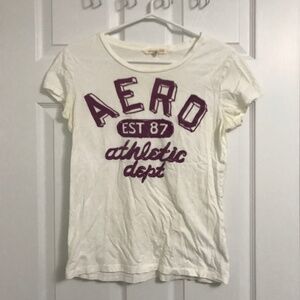 Aeropostale T-Shirt Short Sleeve XL 100% Cotton White Purple